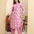 Yufta pink pure cotton straight kurta trouser set