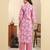 Yufta pink pure cotton straight kurta trouser set