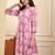 Yufta pink pure cotton straight kurta trouser set