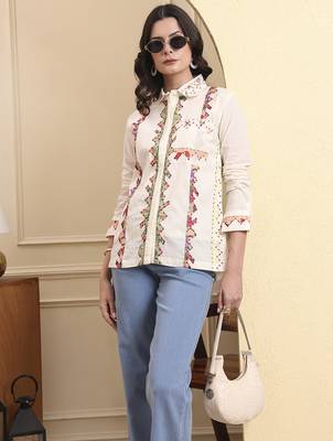 white pure cotton patchwork shirt top 1