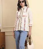 white pure cotton patchwork shirt top
