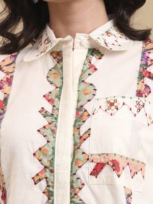 white pure cotton patchwork shirt top 4
