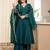 Yufta green zari wor a-line vichitra silk kurta palazzo dupatta set