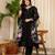 Yufta black resham embroidery a-line chanderi silk kurta trouser dupatta set