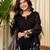 Yufta black resham embroidery a-line chanderi silk kurta trouser dupatta set