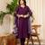 Yufta purple resham embroidery a-line chanderi silk kurta trouser dupatta set