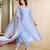 Yufta sky blue resham embroidery a-line chanderi silk kurta trouser dupatta set