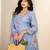 Yufta sky blue resham embroidery a-line chanderi silk kurta trouser dupatta set