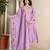 Yufta lavender resham embroidery a-line chanderi silk kurta trouser dupatta set