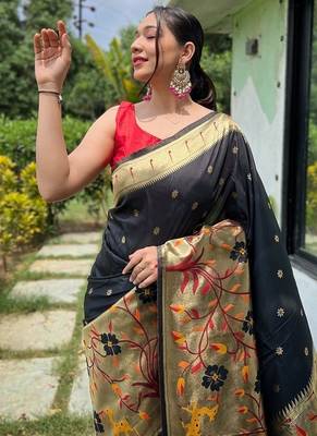 Black Rich Paithani silk blend Saree 1