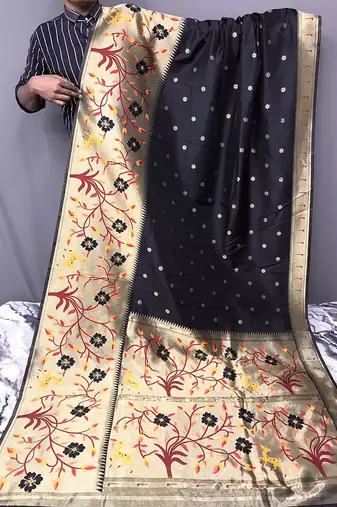 Black Rich Paithani silk blend Saree