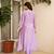 Yufta lavender resham embroidery a-line chanderi silk kurta trouser dupatta set