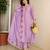 Yufta lavender resham embroidery a-line chanderi silk kurta trouser dupatta set
