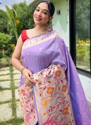 Lavender Rich Paithani silk blend Saree 1