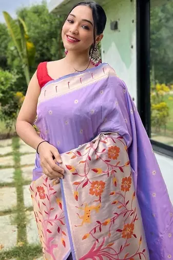 Lavender Rich Paithani silk blend Saree