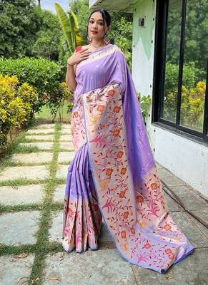Lavender Rich Paithani silk blend Saree 2