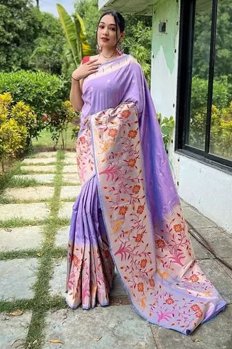 Lavender Rich Paithani silk blend Saree