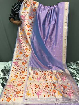 Lavender Rich Paithani silk blend Saree 3