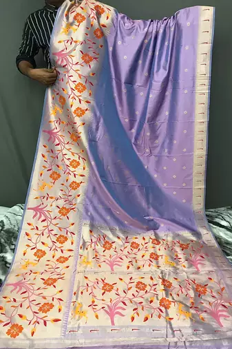 Lavender Rich Paithani silk blend Saree