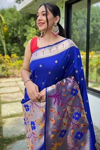Navy Blue Rich Paithani silk blend Saree