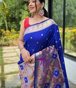 Navy Blue Rich Paithani silk blend Saree