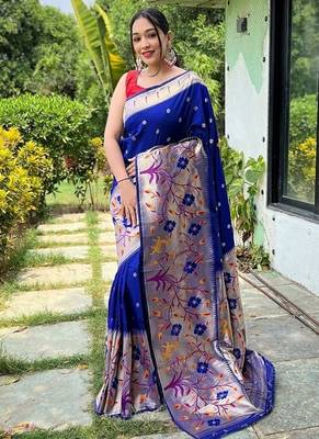 Navy Blue Rich Paithani silk blend Saree 2