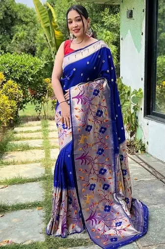 Navy Blue Rich Paithani silk blend Saree