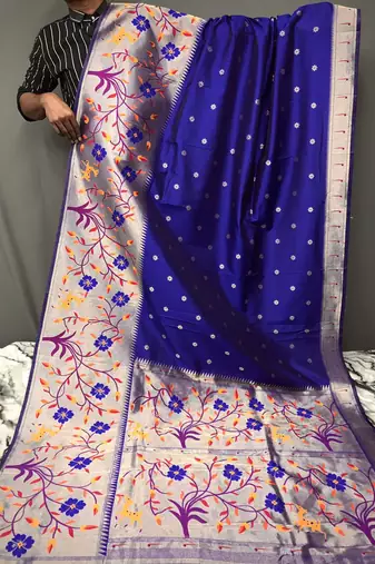 Navy Blue Rich Paithani silk blend Saree