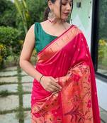 Rani Pink Rich Paithani silk blend Saree