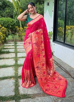 Rani Pink Rich Paithani silk blend Saree 2