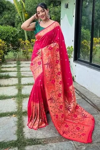 Rani Pink Rich Paithani silk blend Saree