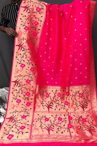 Rani Pink Rich Paithani silk blend Saree