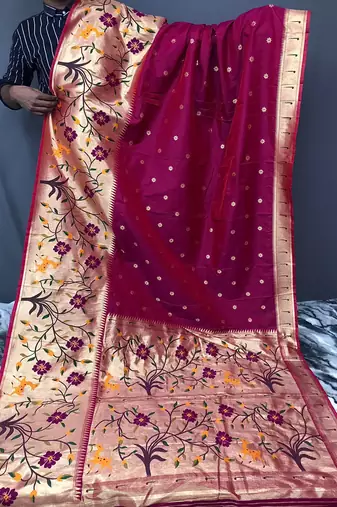 Dark Magenta Rich Paithani silk blend Saree