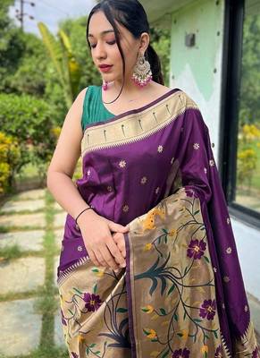 Purple Rich Paithani silk blend Saree 1