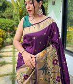 Purple Rich Paithani silk blend Saree