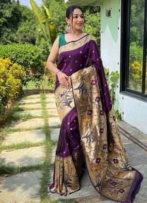 Purple Rich Paithani silk blend Saree 2