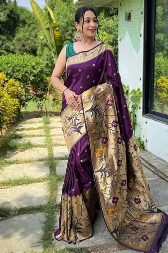 Purple Rich Paithani silk blend Saree