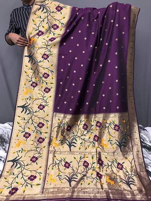 Purple Rich Paithani silk blend Saree 3