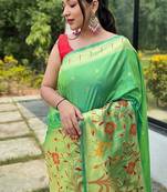 Parrot Green Rich Paithani silk blend Saree