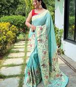 Turquoise Green Rich Paithani silk blend Saree