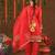 Red Cotton & Georgette Rangrez Suit Set with Gotta Work for Kids - Festive Wear