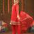 Red Cotton & Georgette Rangrez Suit Set with Gotta Work for Kids - Festive Wear