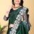 Dark Green Color Twill Net Cut Work Border Saree