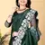 Dark Green Color Twill Net Cut Work Border Saree