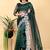Dark Green Color Twill Net Cut Work Border Saree