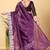 Plum Color Twill Net Cut Work Border Saree