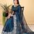 Teal Color Twill Net Cut Work Border Saree