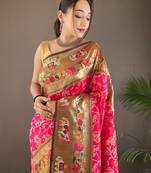 Rani Pink Paithani silk blend Saree