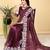 Wine Color Twill Net Cut Work Border Saree
