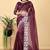 Wine Color Twill Net Cut Work Border Saree